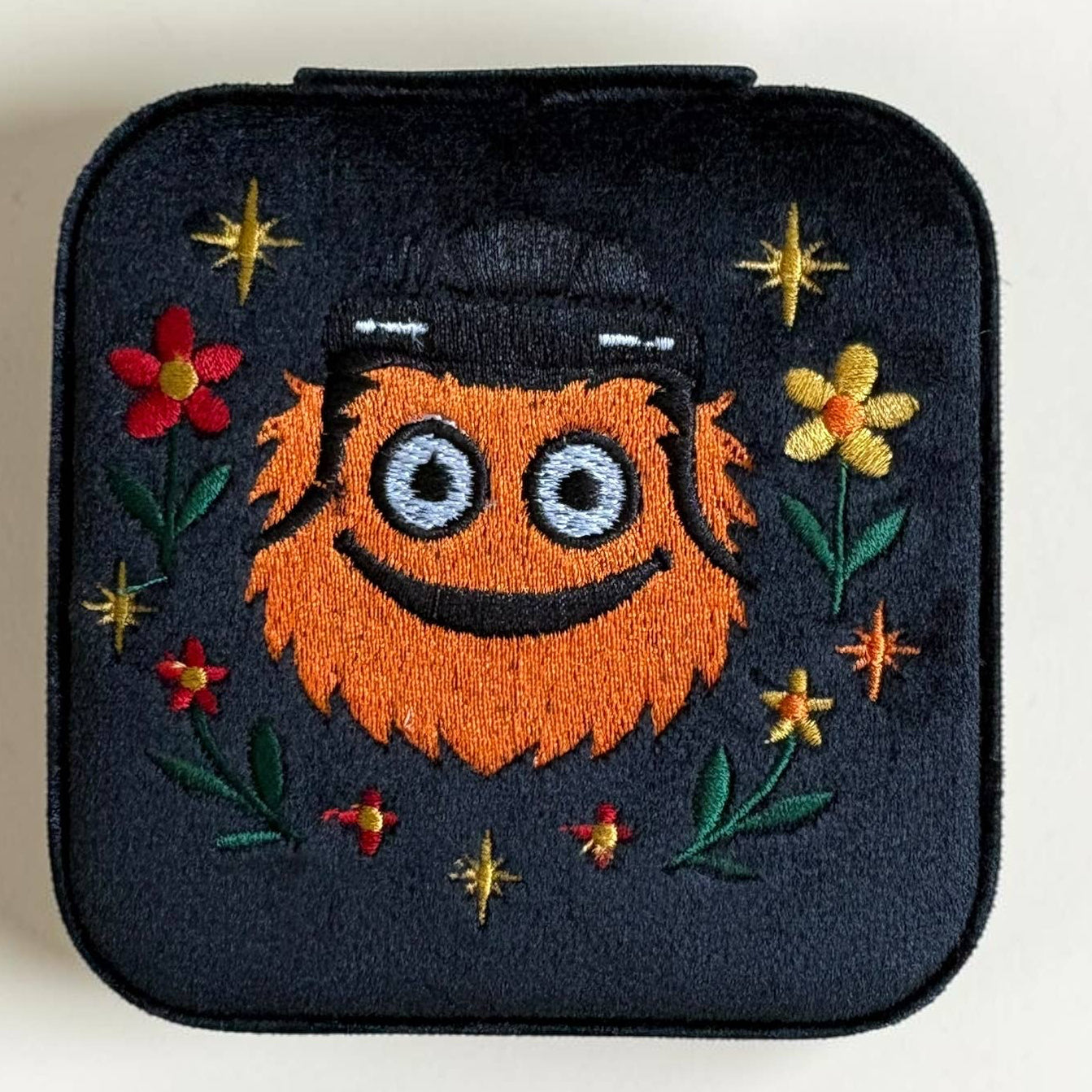 Philly Hockey Mascot Velvet Embroidered Jewelry Travel Case