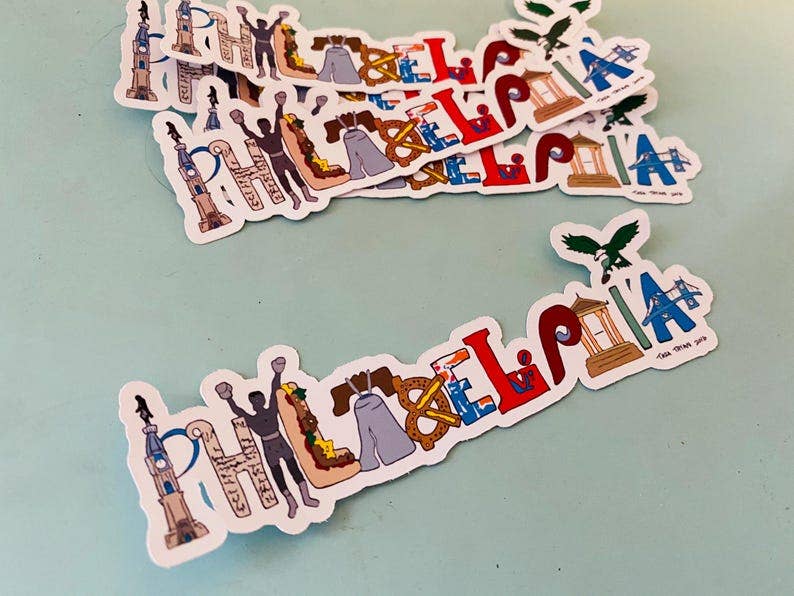 Philadelphia Landmarks Sticker: Philly Travel Souvenir