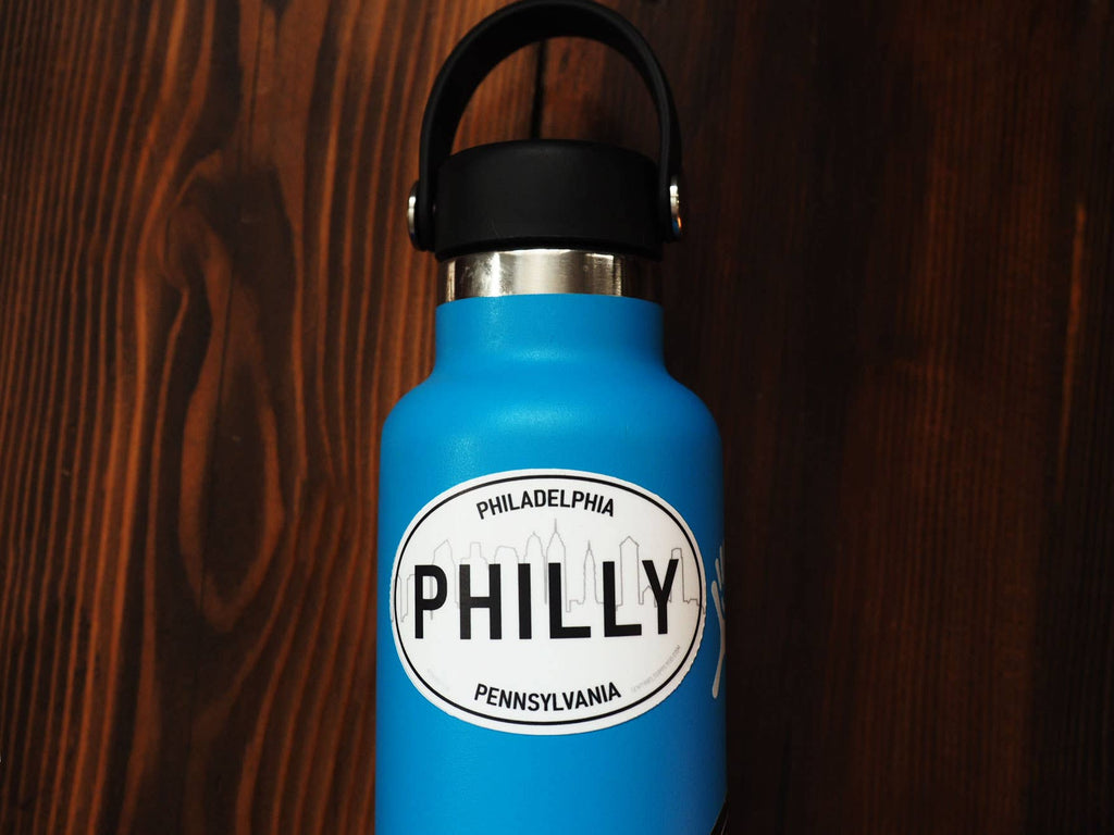 Philadelphia Skyline Philly White Oval Bumper Sticker