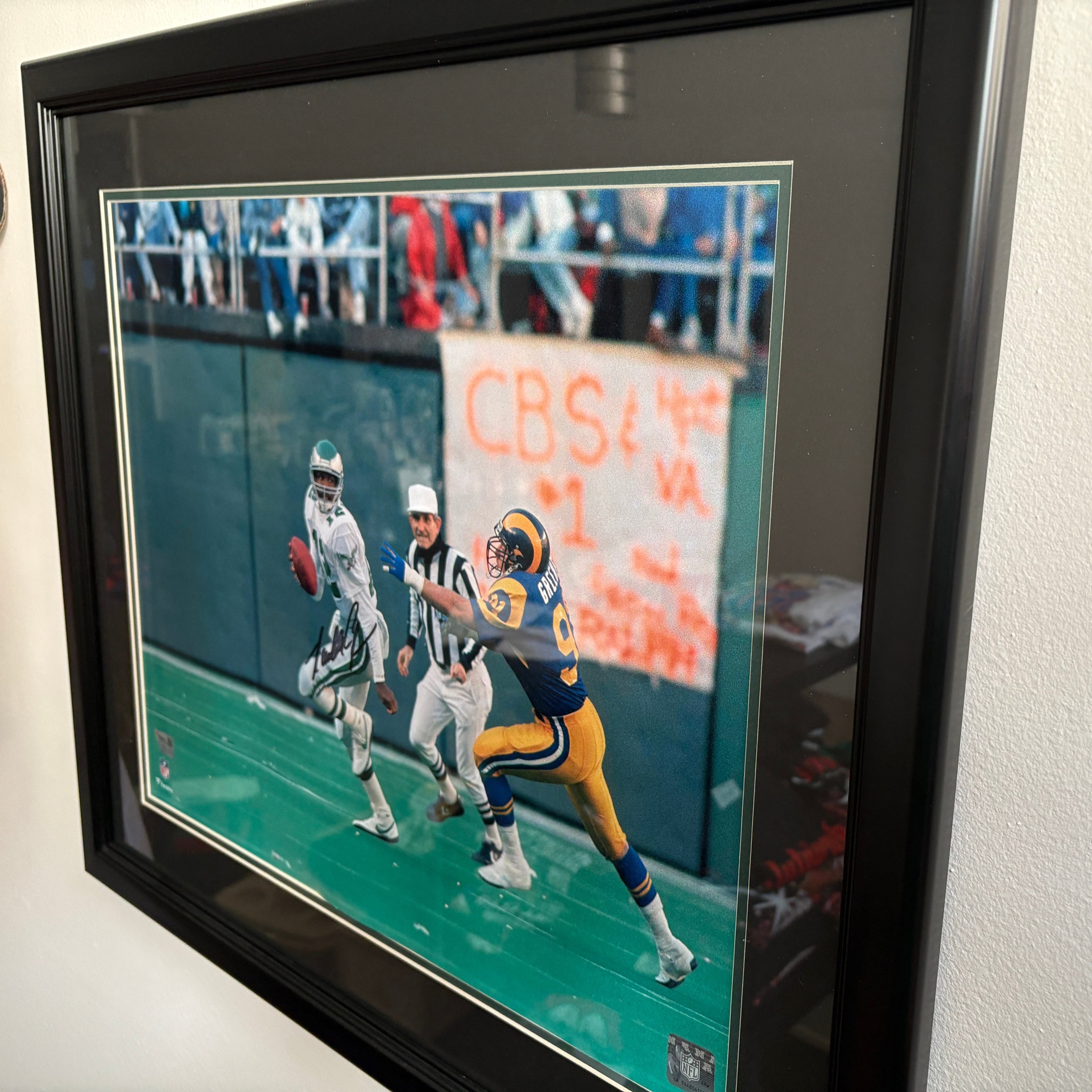 Randall Cunningham Signed Eagles White Scramble 16x20 Framed Photo