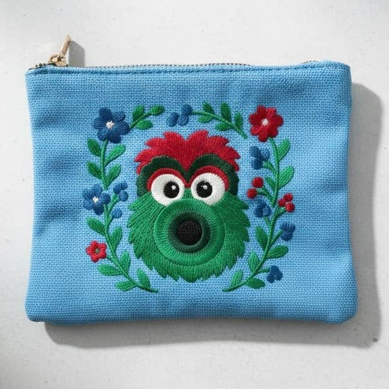 Baseball Mascot Embroidered Pouch Wallet Philadelphia Philly