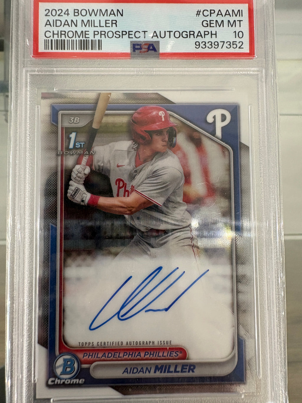 CPAAMI Aidan Miller 2024 Bowman Chrome Prospect Autographs PSA 10 - 2024 Bowman Chrome Prospect Autographs