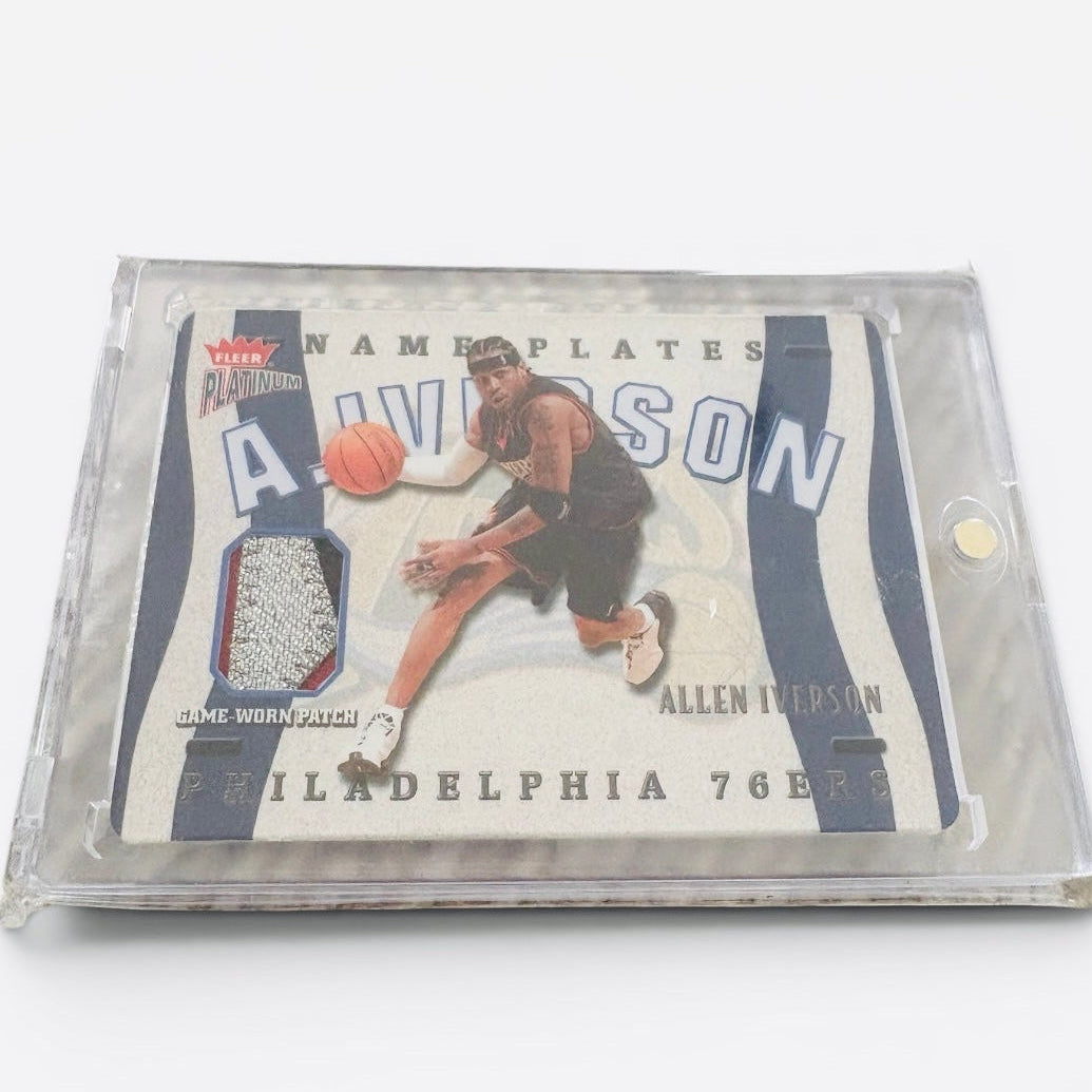 Allen Iverson 2003 Fleer Platinum Nameplates Game-Worn Patch Basketball Card