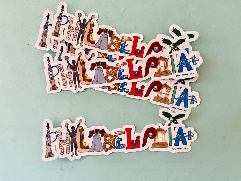 Philadelphia Landmarks Sticker: Philly Travel Souvenir