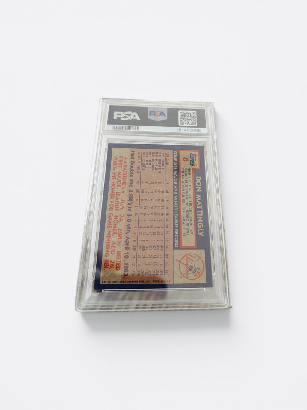 Don Mattingly 1984 Topps Baseball Card - PSA Graded 9