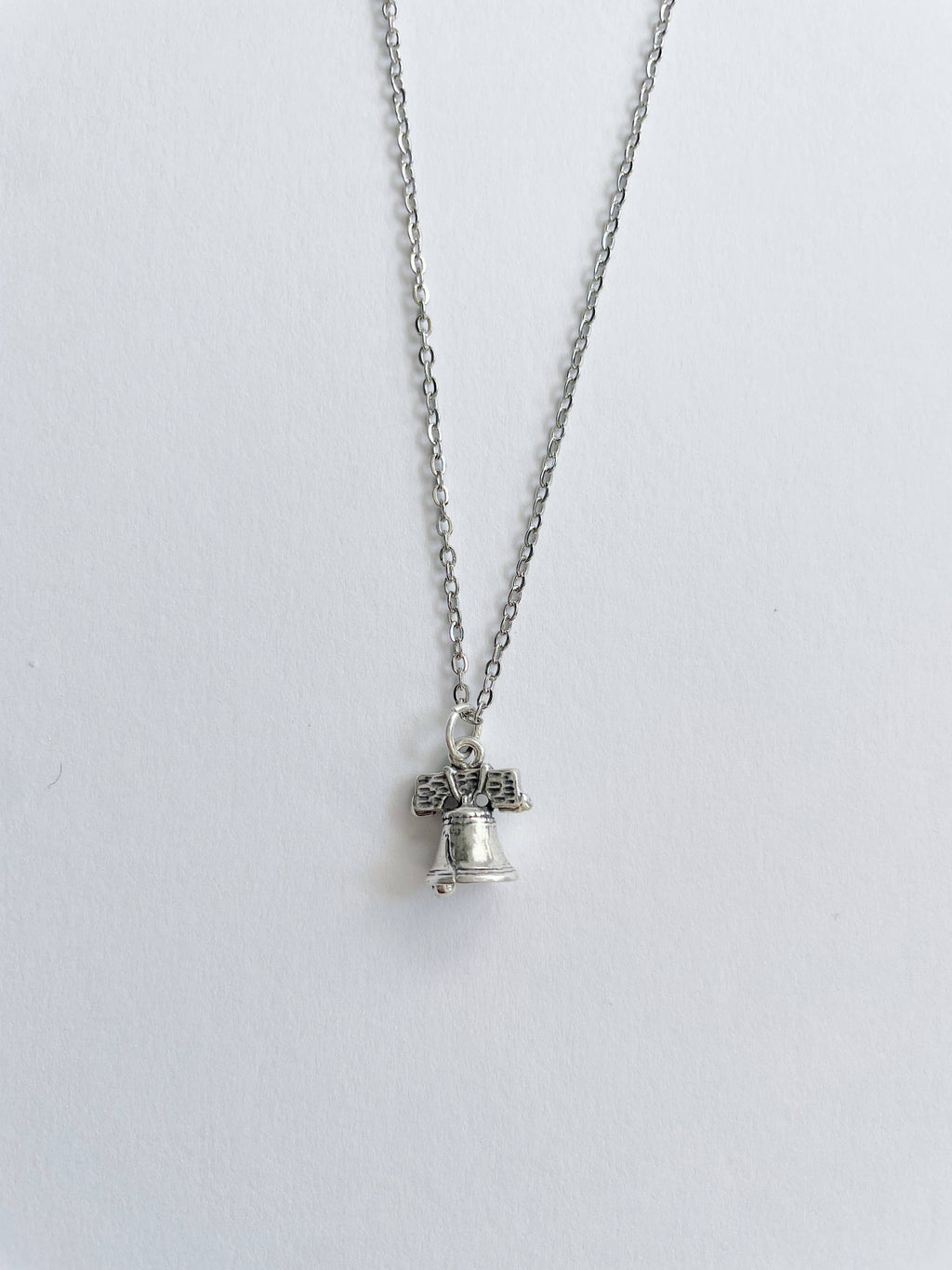 Sterling Silver Liberty Bell Necklace ~Stainless Steel Chain