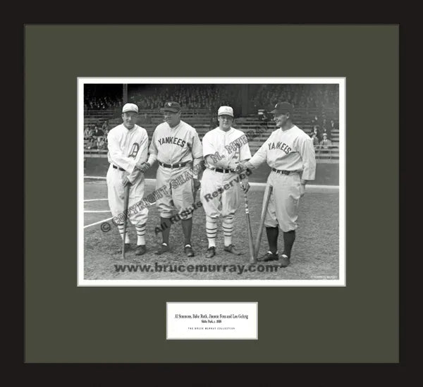 4 of the 5 - Al Simmons, Babe Ruth, Jimmie Foxx & Lou Gehrig, ca.1928 - Framed