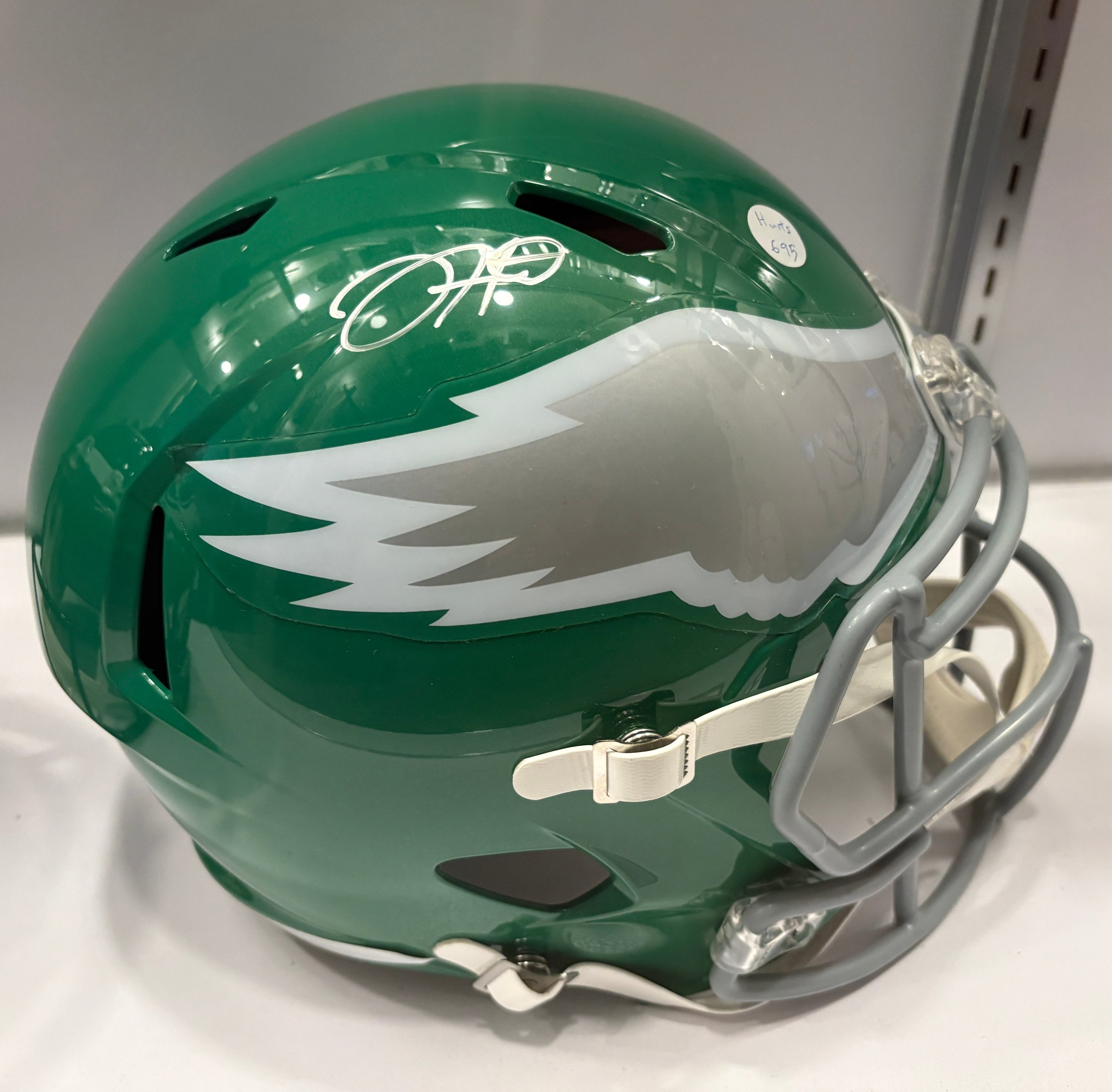Jalen Hurts Signed Eagles Kelly Green Replica Helmet