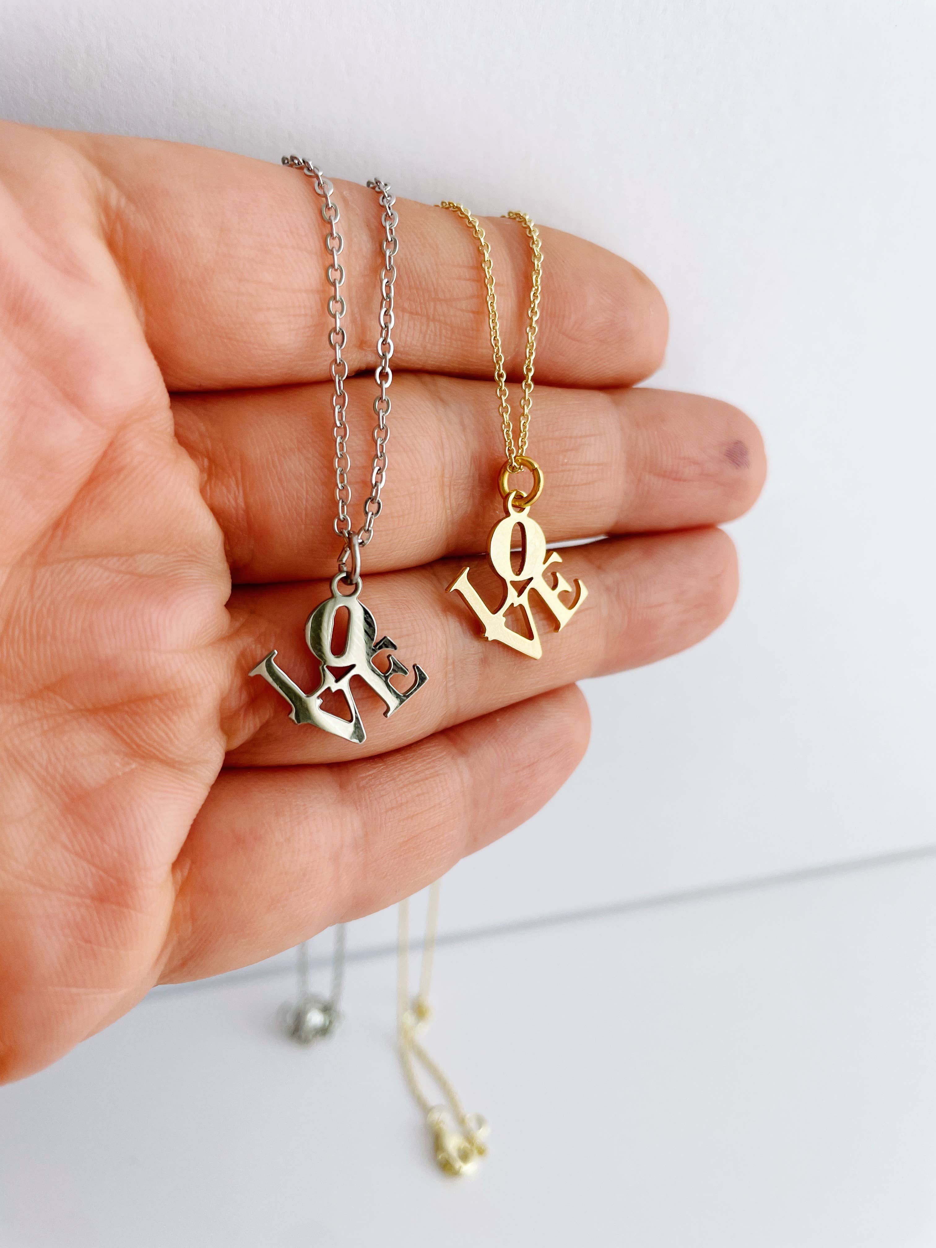 LOVE Charm Necklace ~ Gold or Silver