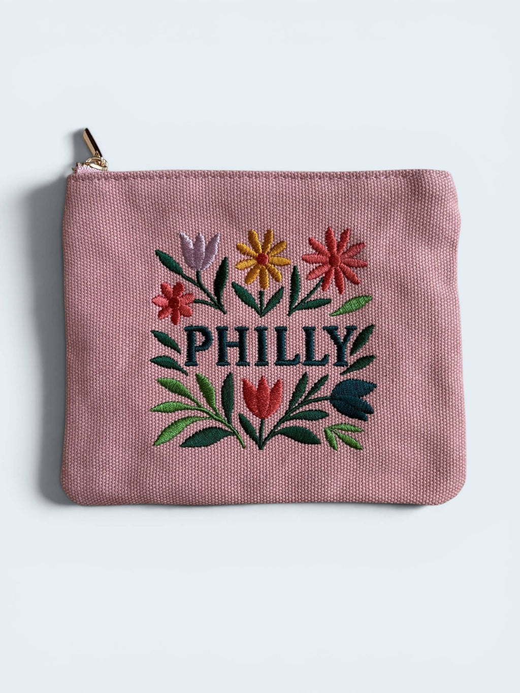 Philly Embroidered Floral Pink Pouch Jewelry Storage Wallet