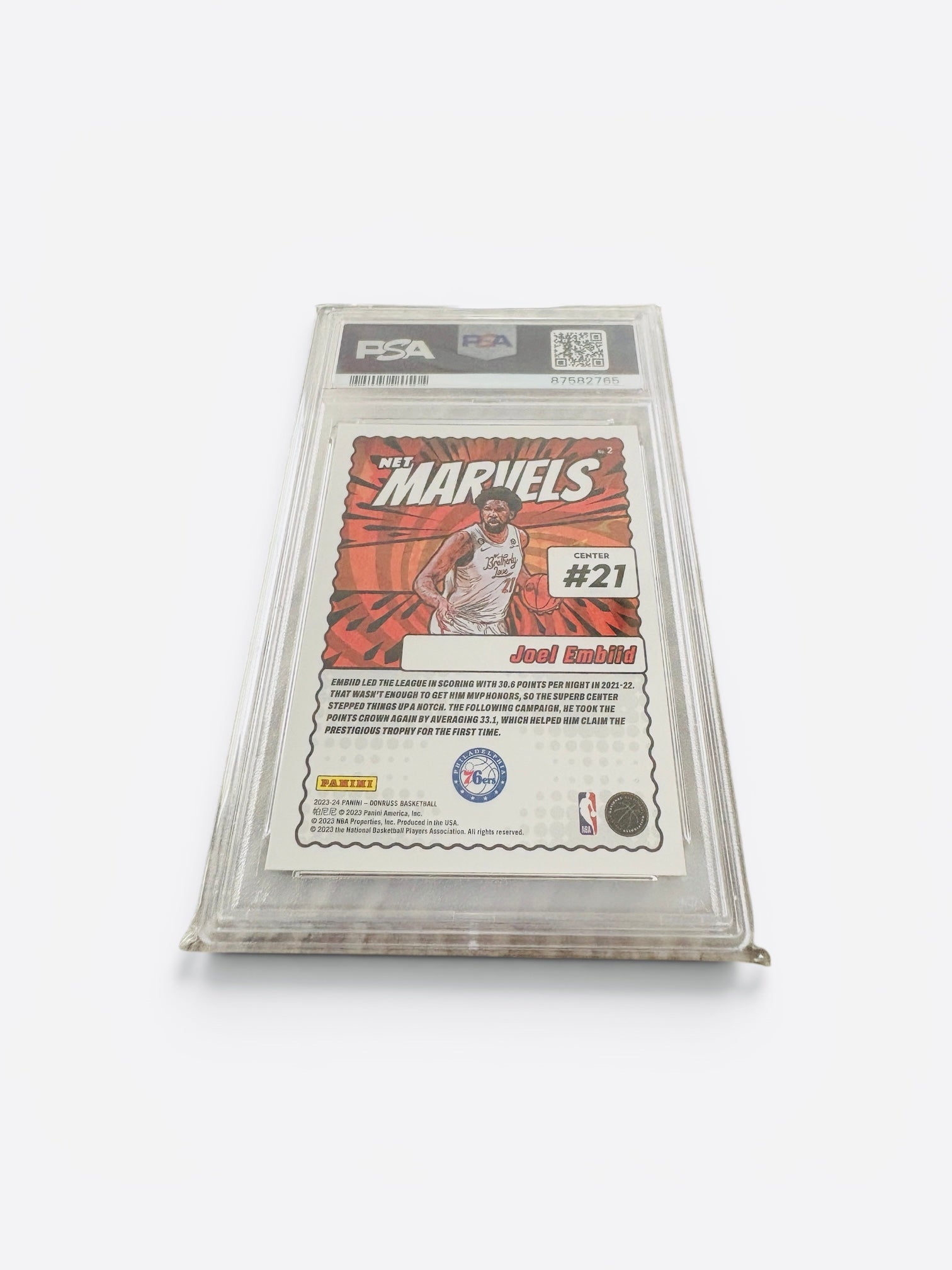 Joel Embiid 2023 Donruss Net Marvels Diamond Basketball Card - PSA Graded 10