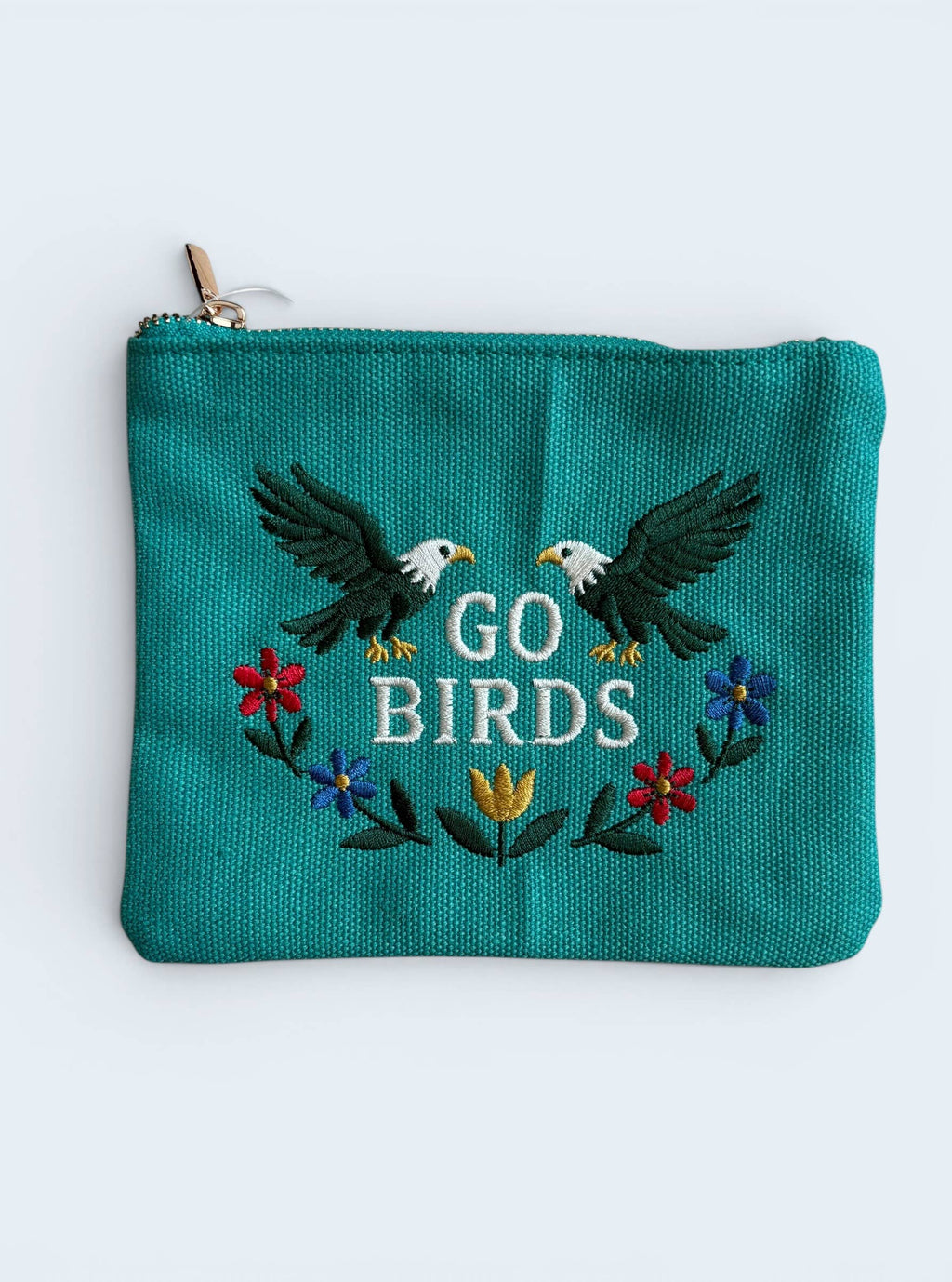 Birds Embroidery Floral Cream Pouch Jewelry Storage Wallet