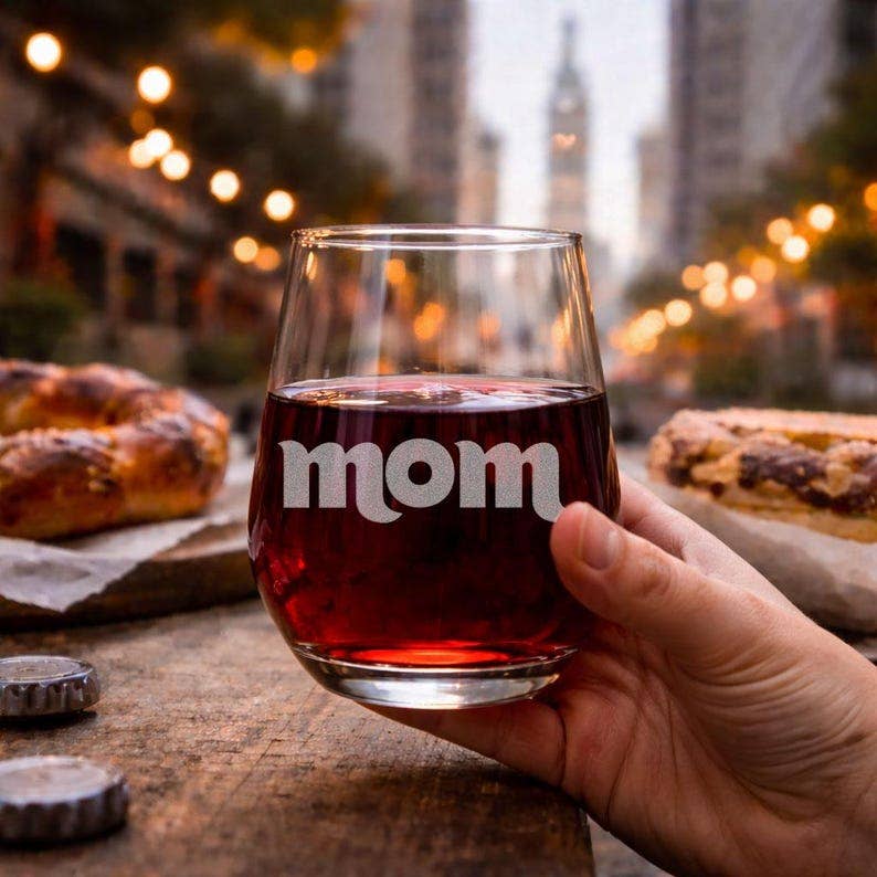 Philadelphia Baseball Mom Wine Glass