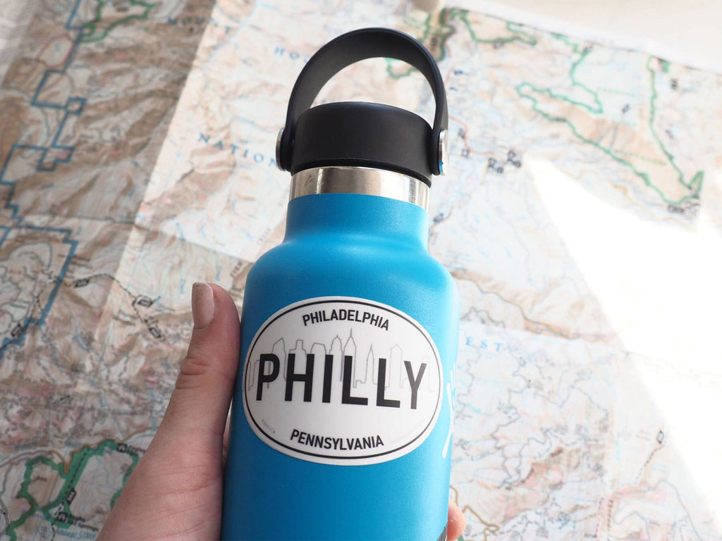 Philadelphia Skyline Philly White Oval Bumper Sticker