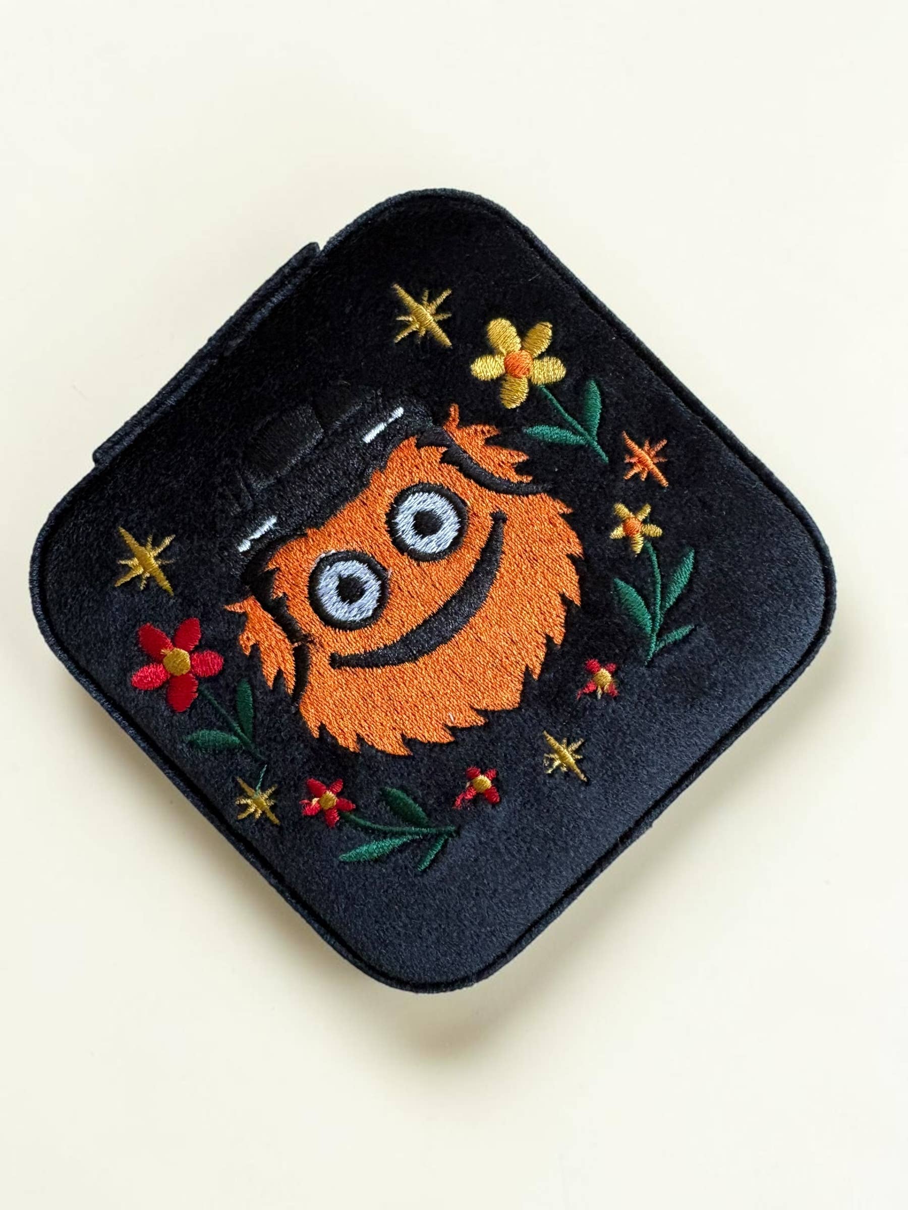 Philly Hockey Mascot Velvet Embroidered Jewelry Travel Case