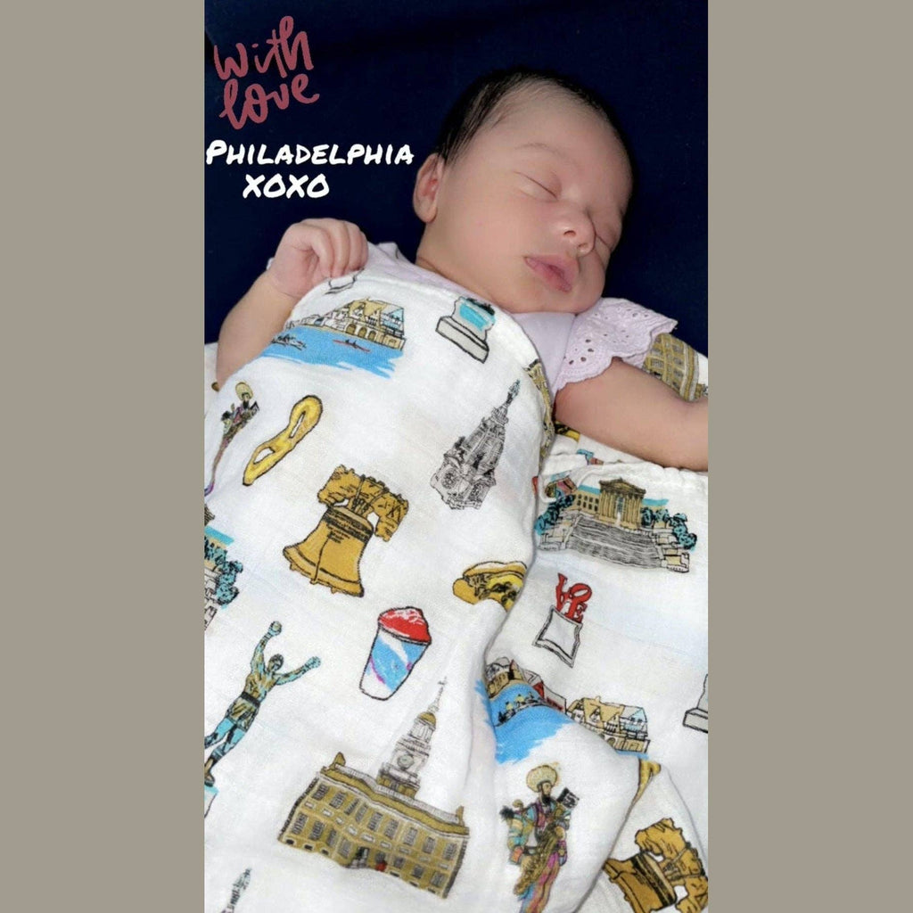 Philadelphia Baby Muslin Swaddle Receiving Blanket Perfect Baby Shower Essential