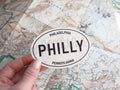 Philadelphia Skyline Philly White Oval Bumper Sticker