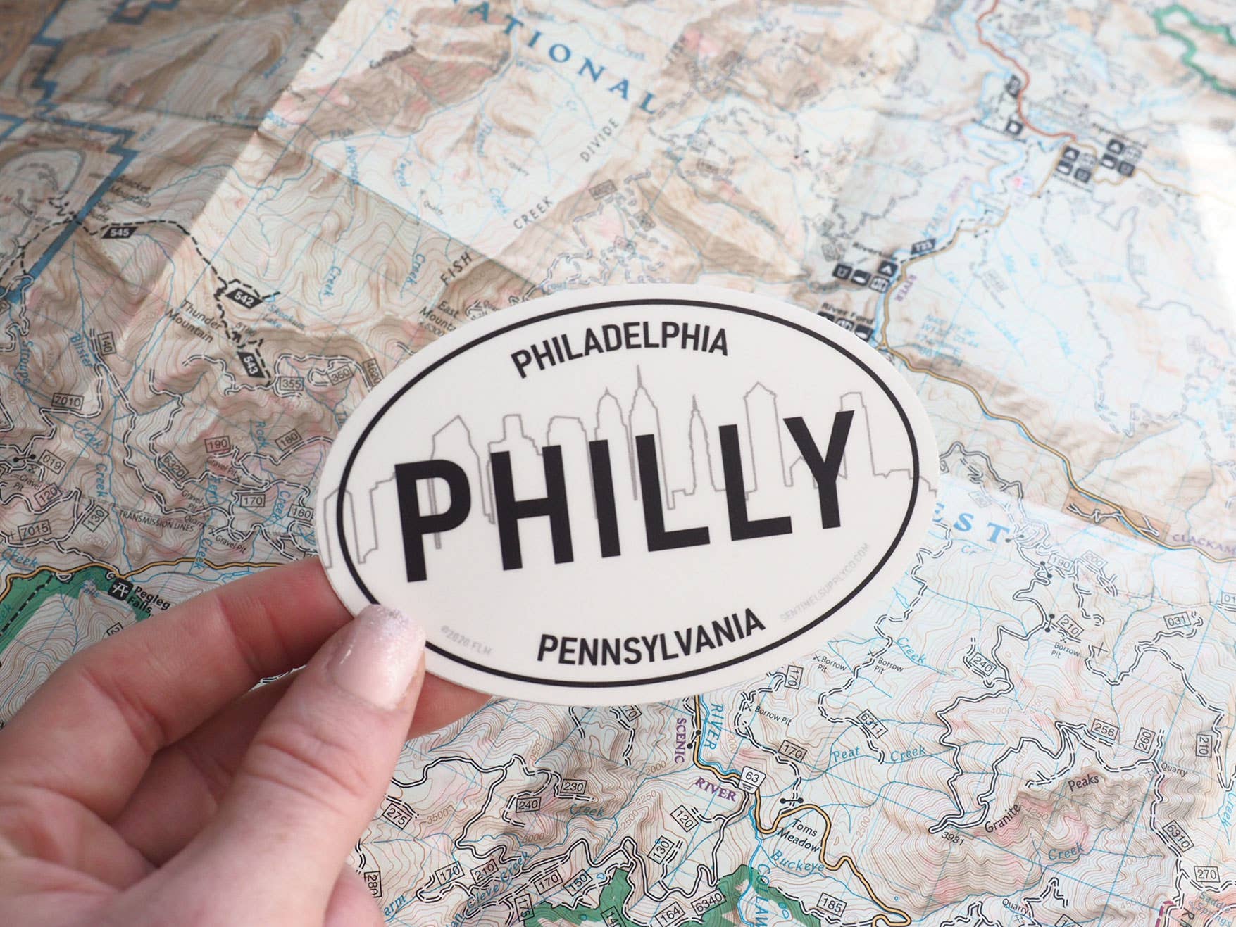 Philadelphia Skyline Philly White Oval Bumper Sticker