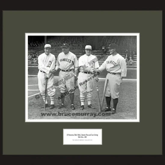 4 of the 5 - Al Simmons, Babe Ruth, Jimmie Foxx & Lou Gehrig, ca.1928 - Framed