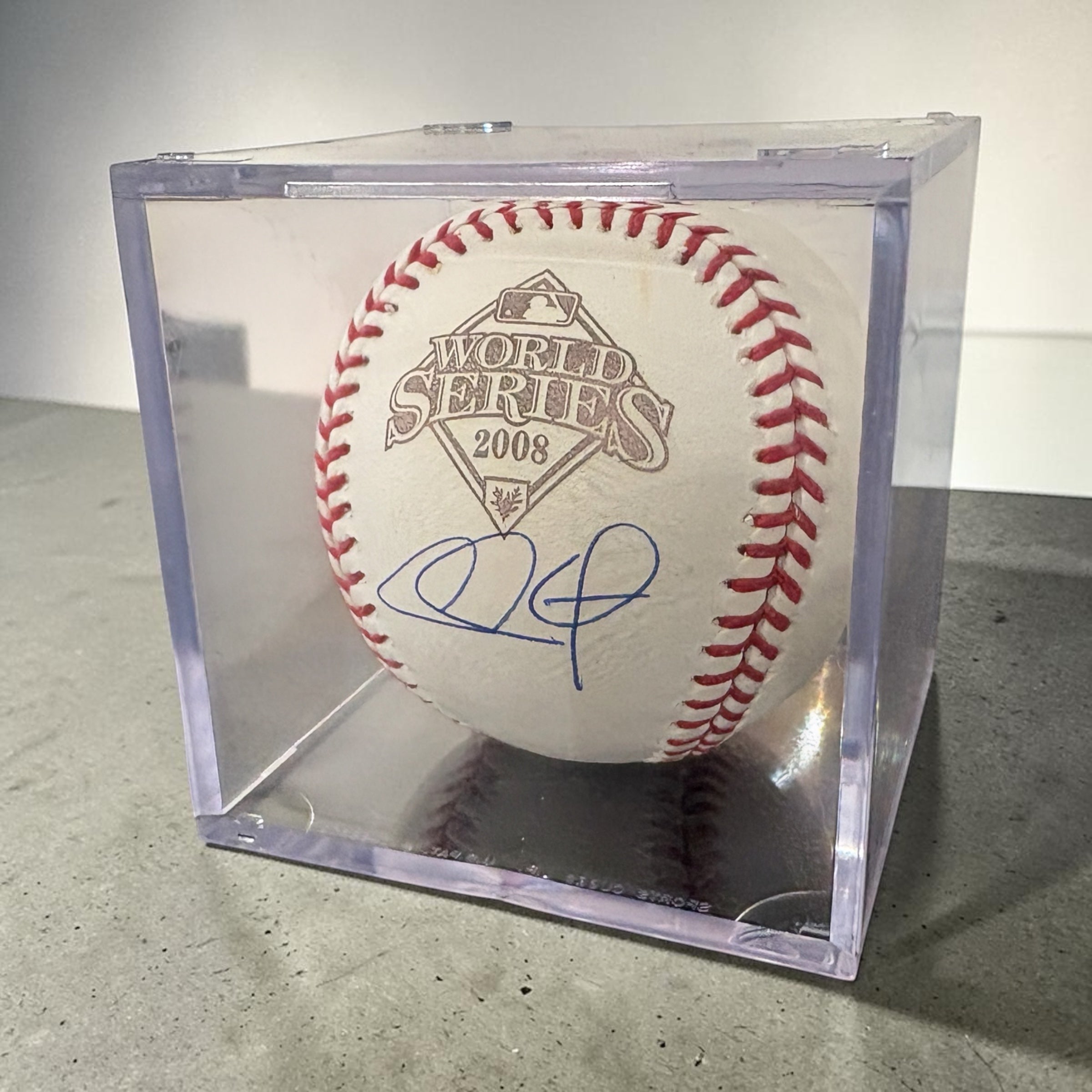 Chase Utley Signed 2008 WS Logo Baseball