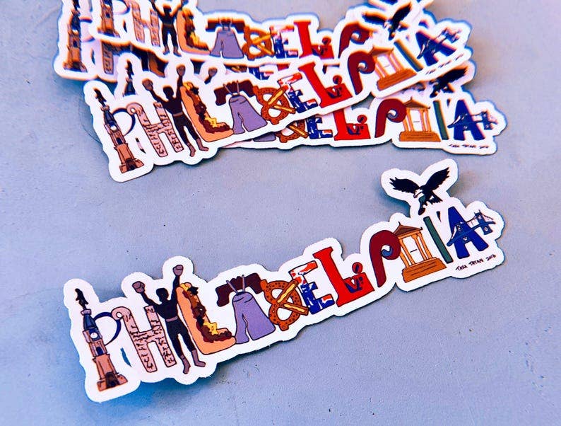 Philadelphia Landmarks Sticker: Philly Travel Souvenir