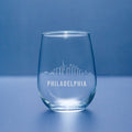 Philadelphia Skyline Stemless Wine Glass