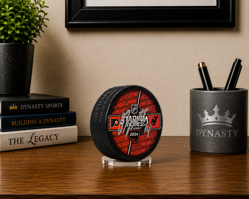 Owen Tippett Autographed Philadelphia Flyers 2024 Stadium Series Hockey Logo Puck