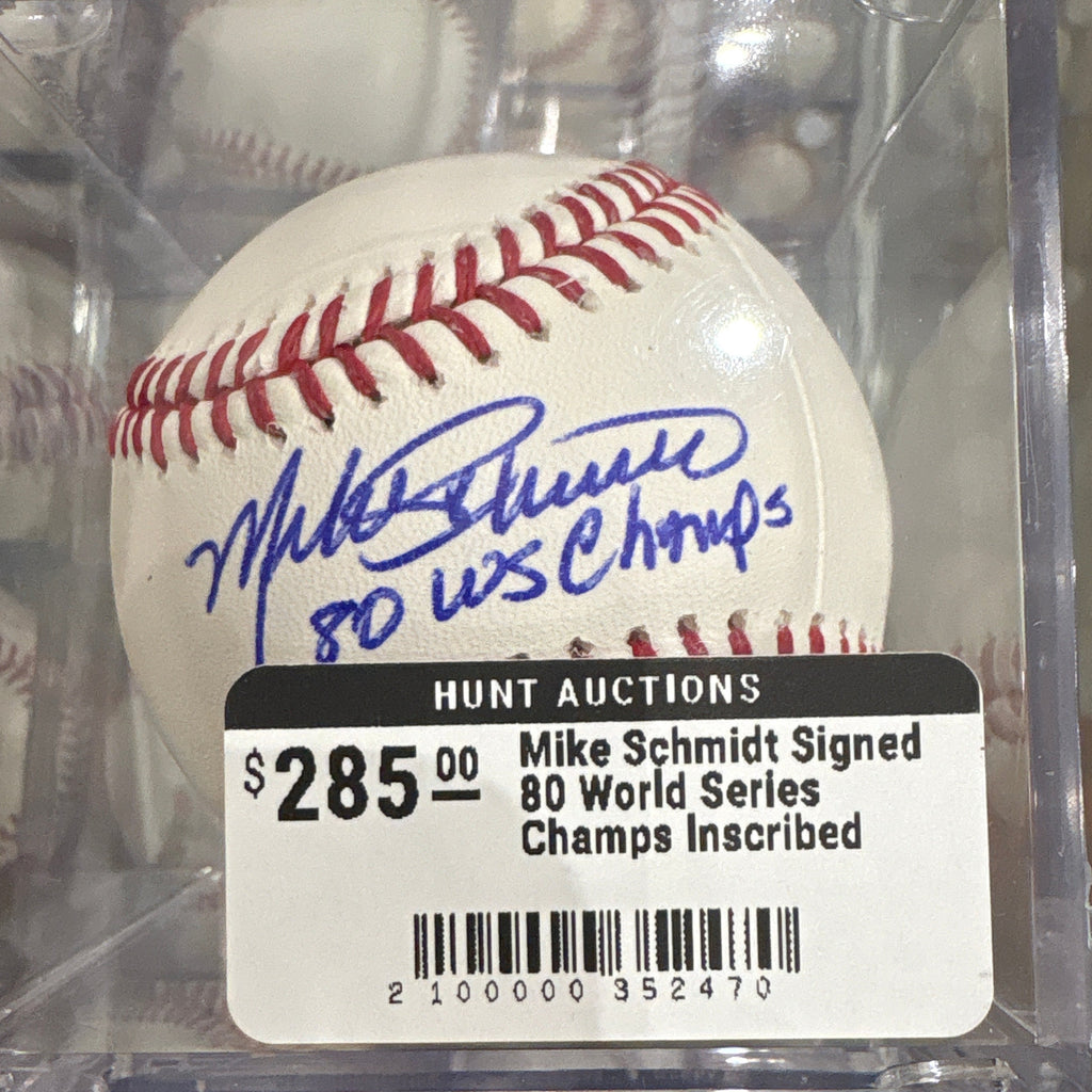 Mike Schmidt Signed 80 WS Champs Inscribed Baseball