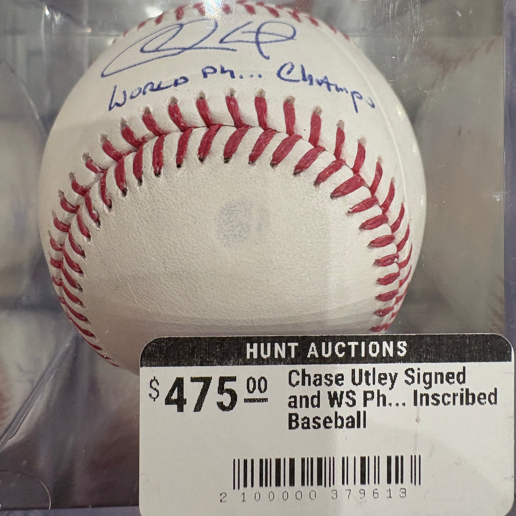 Chase Utley Signed and WS Ph... Inscribed Baseball