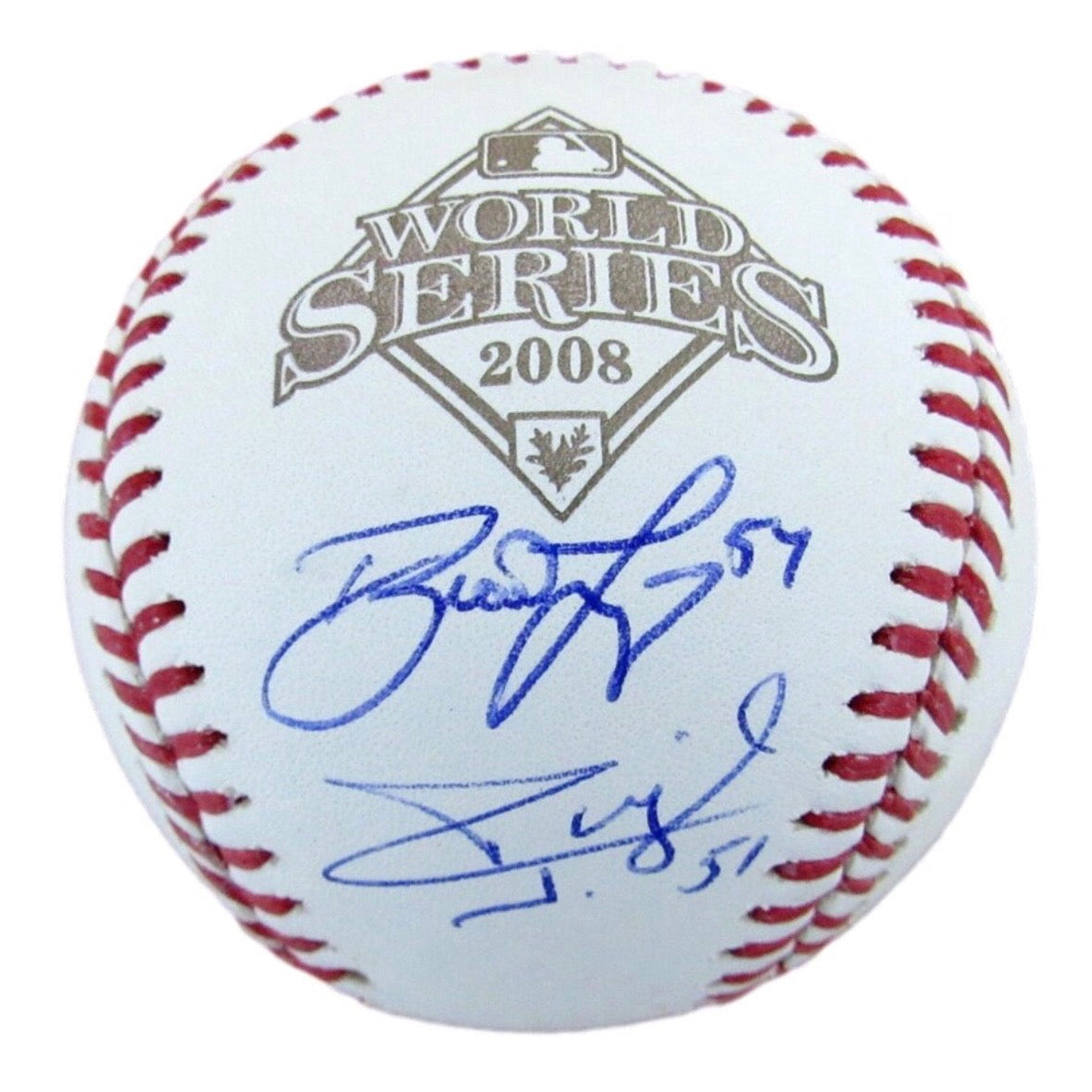 Brad Lidge and Carlos Ruiz Dual Signed 2008 World Series Baseball