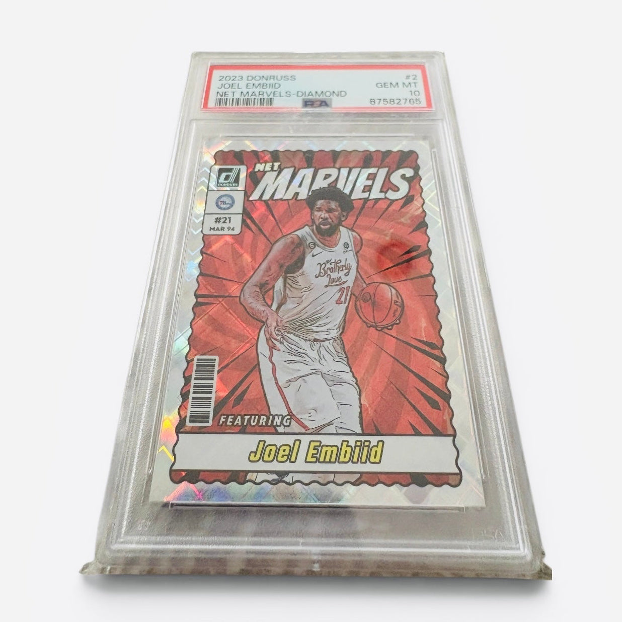 Joel Embiid 2023 Donruss Net Marvels Diamond Basketball Card - PSA Graded 10