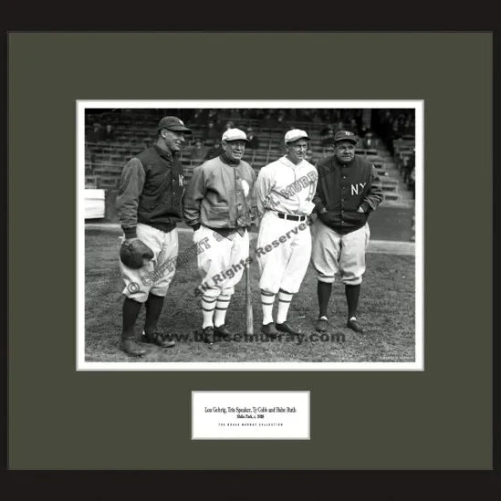 Lou Gehrig, Tris Speaker, Ty Cobb & Babe Ruth, c. 1928 - Framed