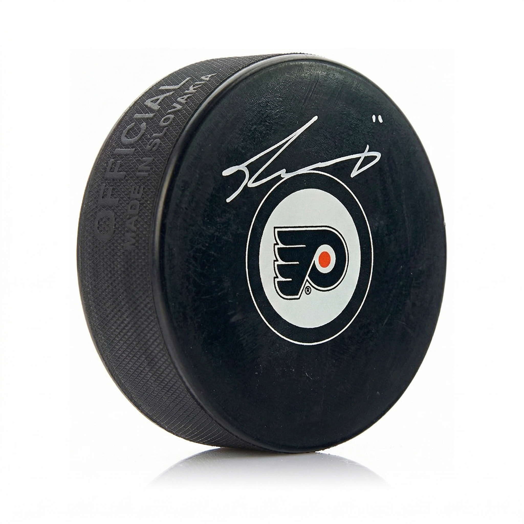 Travis Konecny Philadelphia Flyers Autographed Logo Hockey Puck