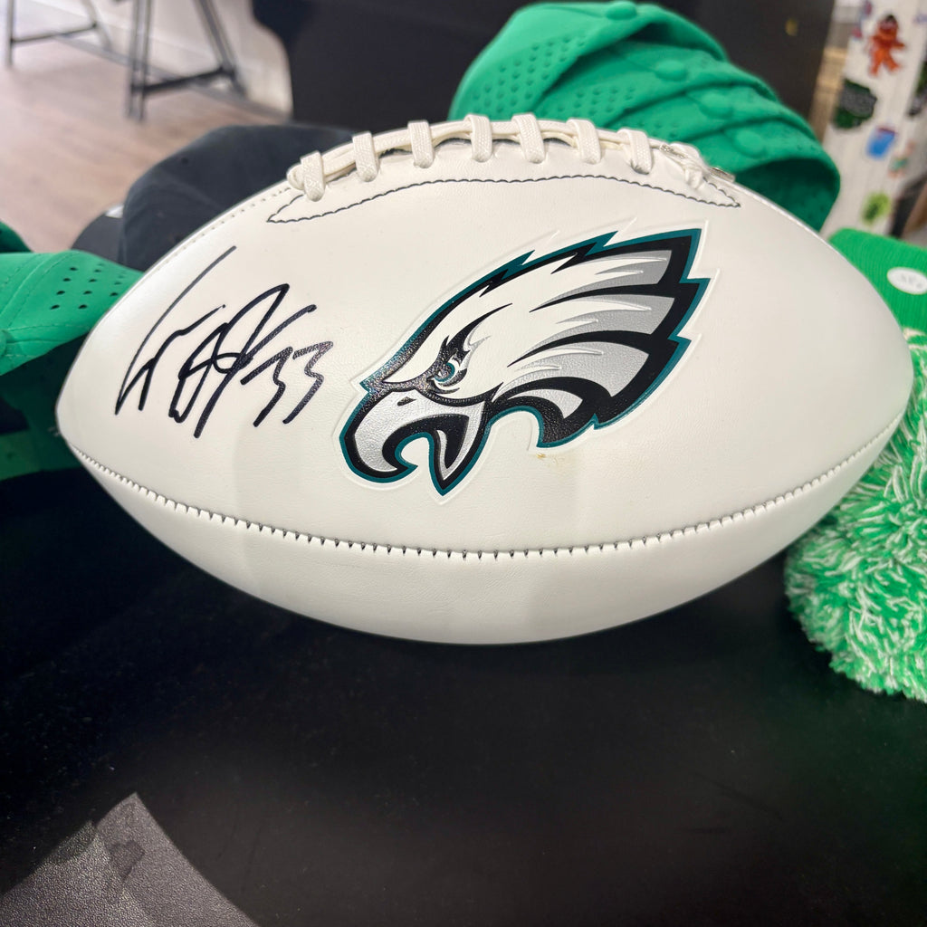 Cooper DeJean Signed Eagles White Panel Football