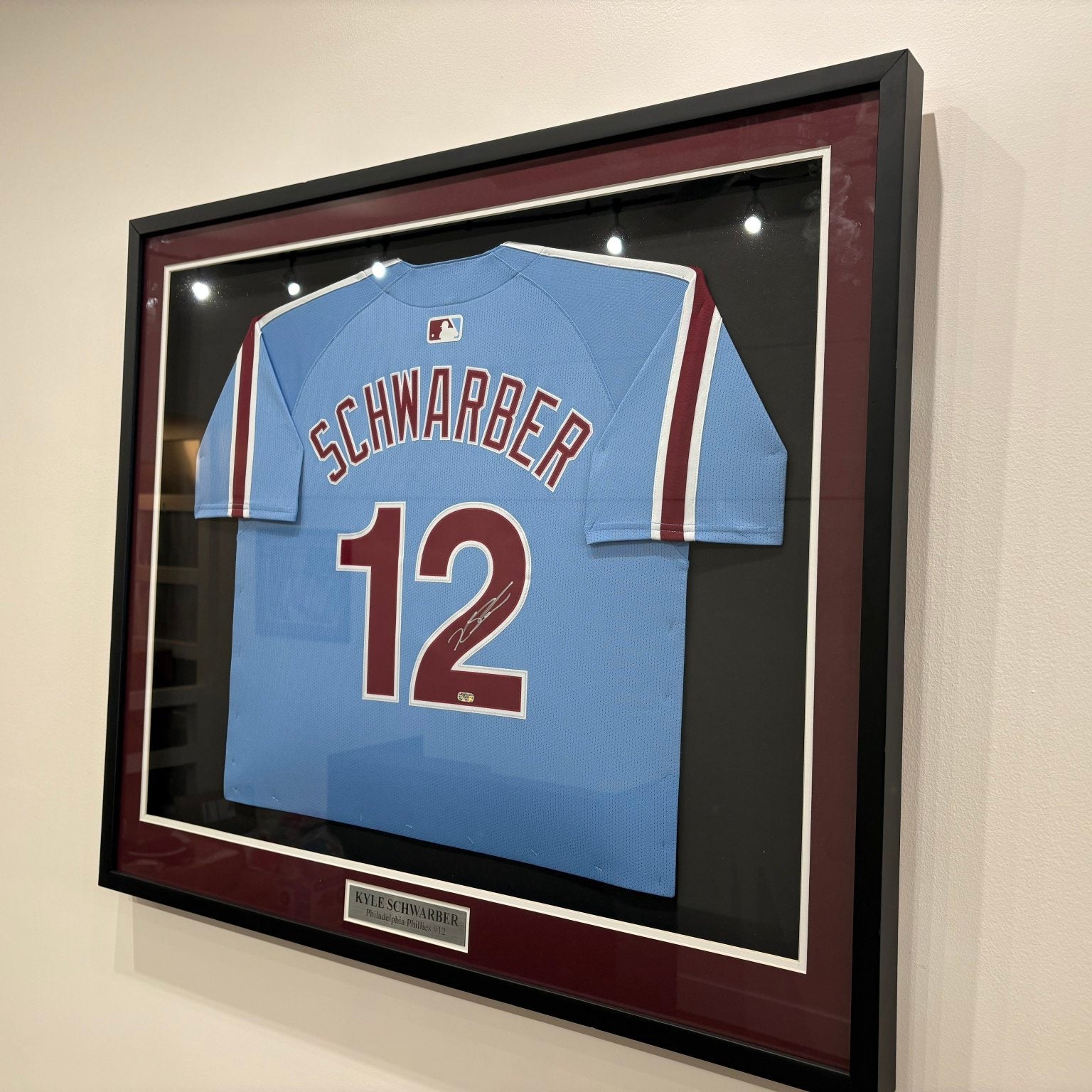 Kyle Schwarber Signed Framed Powder Blue Jersey