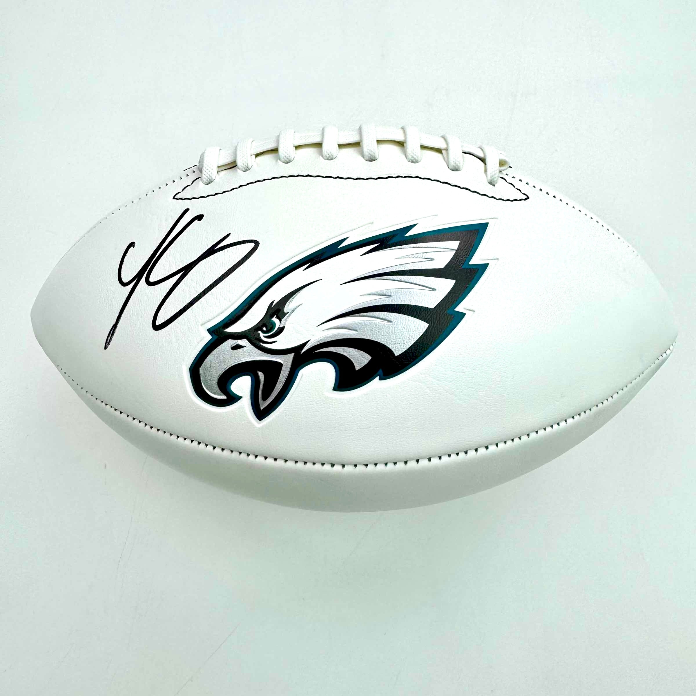 Autographed/Signed LeSean McCoy Philadelphia Eagles Full Size F/S White Panel Logo Football JSA COA