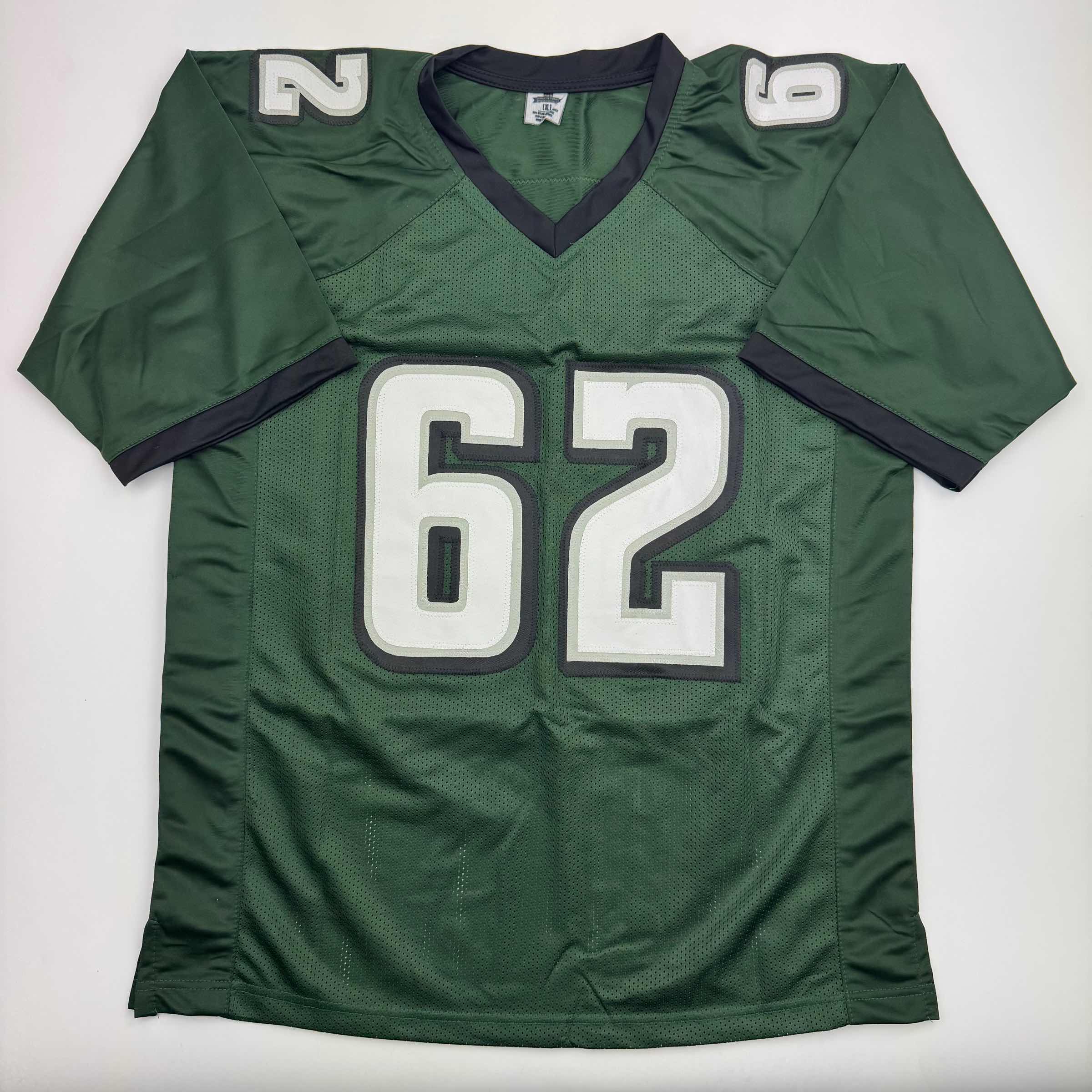 Autographed/Signed Jason Kelce Philadelphia Green Football Jersey PSA COA