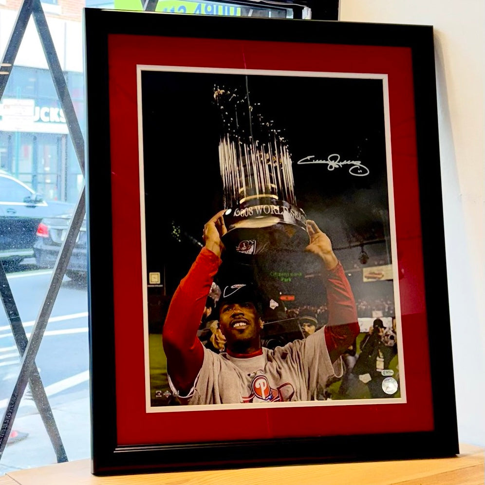 Jimmy Rollins Signed 16x20 World Series Photo w/ Frame