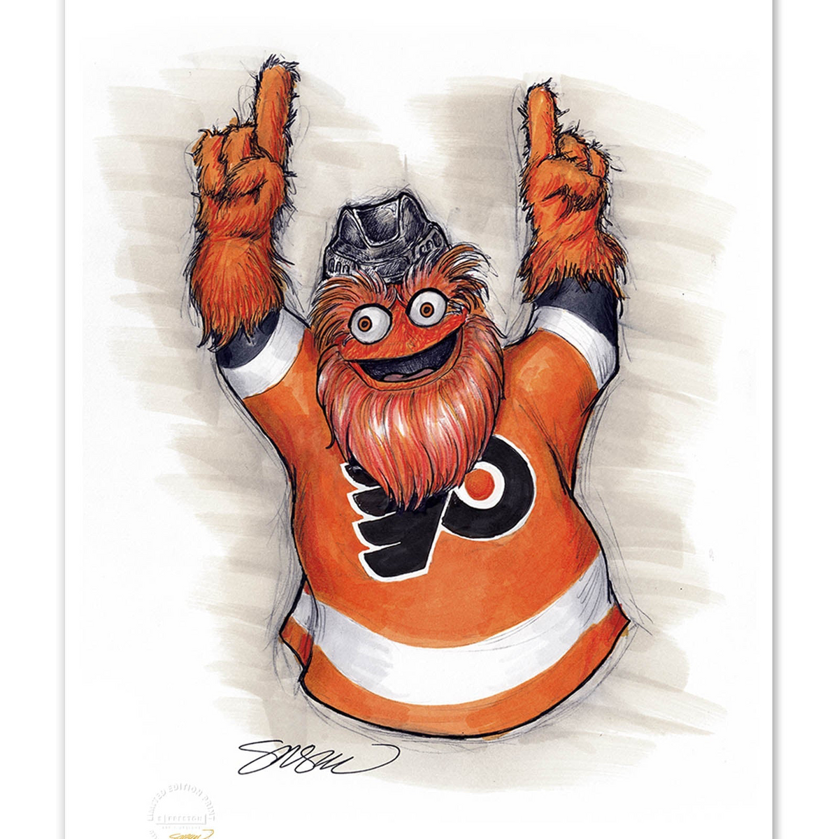 Gritty - Philadelphia Flyers Mascot Ink Sketch Print