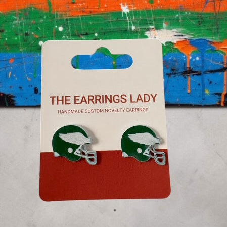 Kelly Green Birds Helmet Stud Earrings