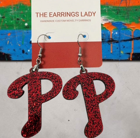 Phillies Glitter Logo Dangle Earrings
