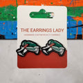 Backward Hurdle Kelly Green Stud Earrings