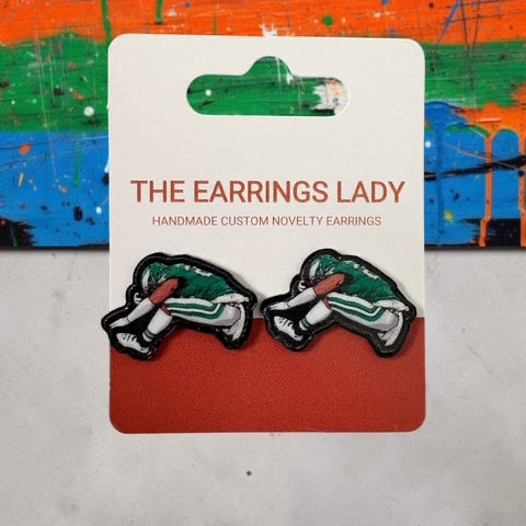 Backward Hurdle Kelly Green Stud Earrings