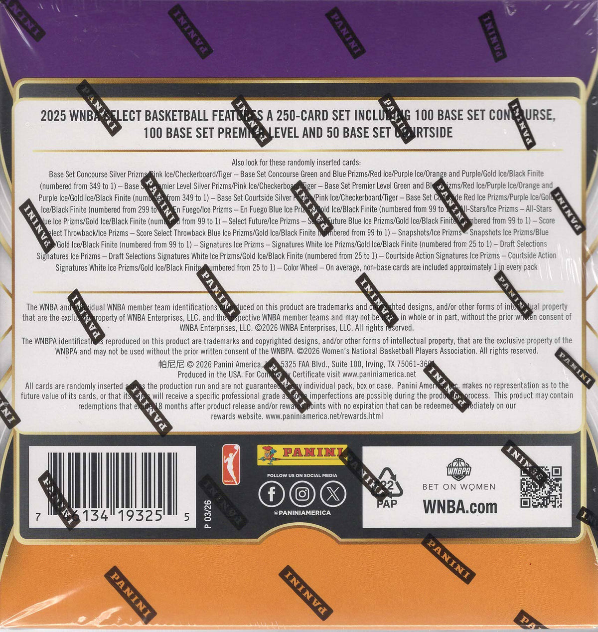 2025 Panini Select WNBA Basketball Cards - Single Pack