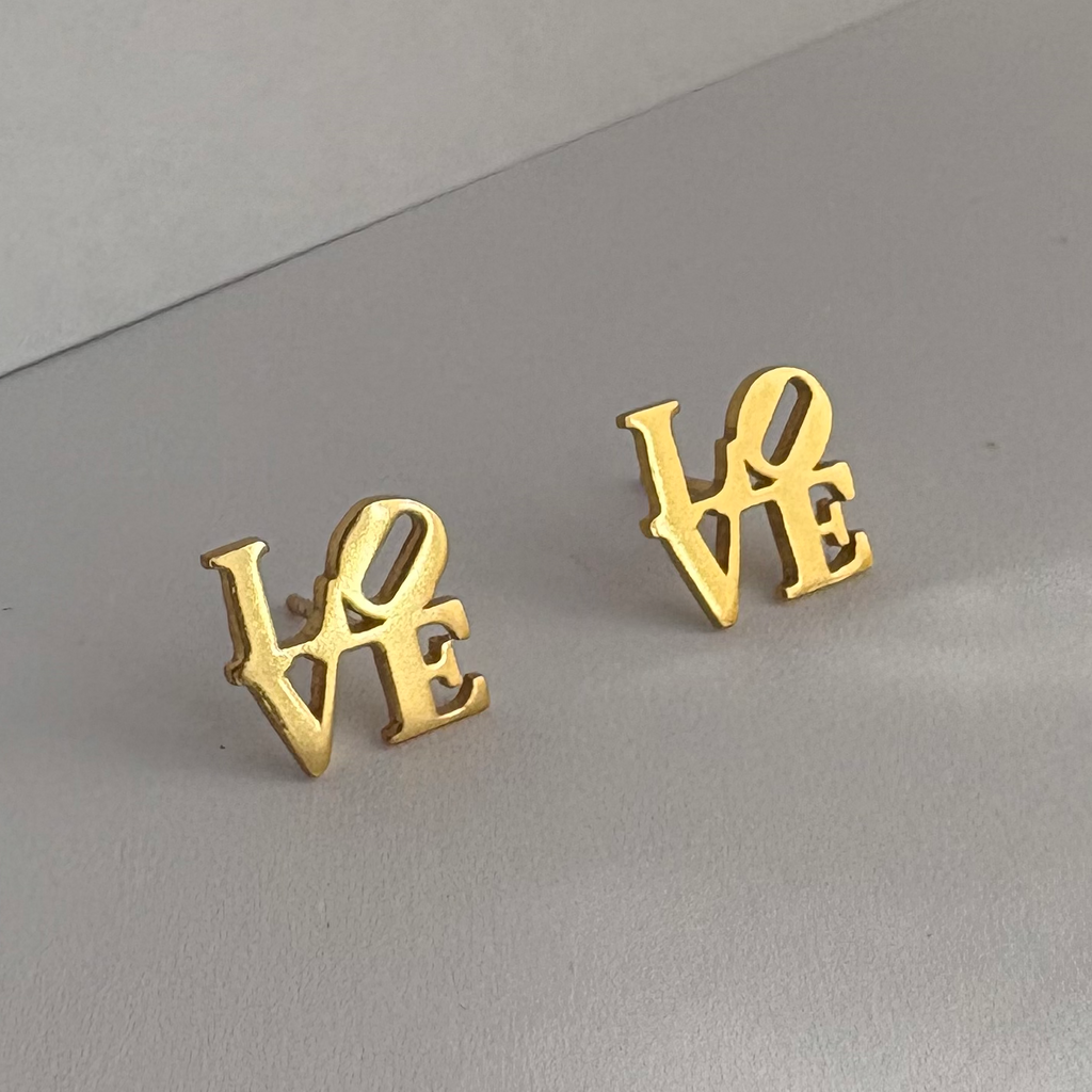 Love Stud Earrings ~ Gold Plated