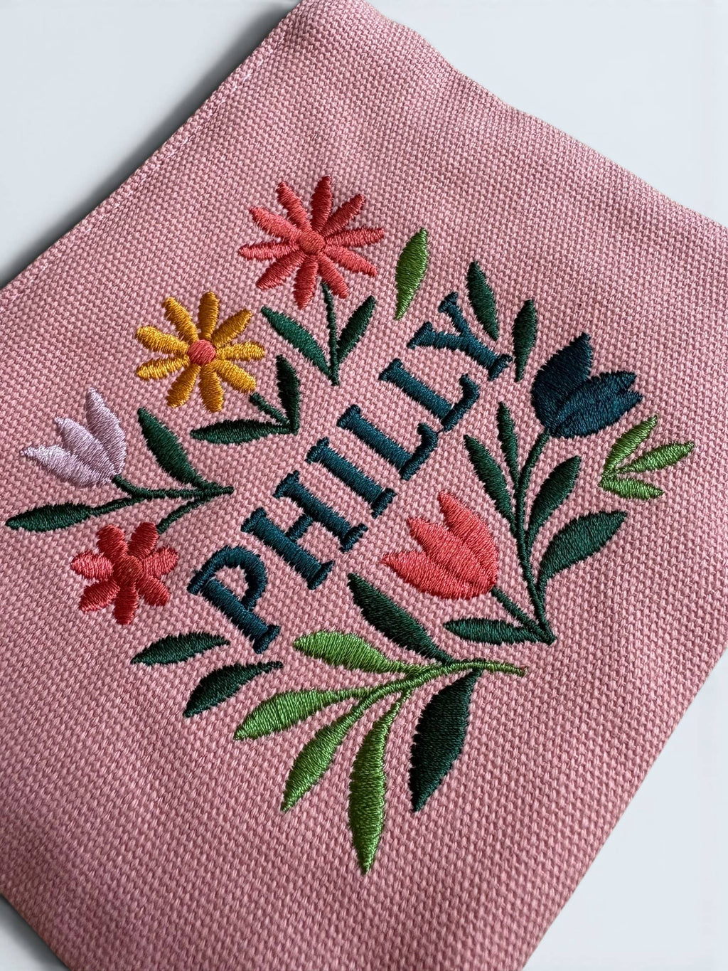 Philly Embroidered Floral Pink Pouch Jewelry Storage Wallet