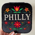 Philly Embroidered Velvet Jewelry Travel Case Box