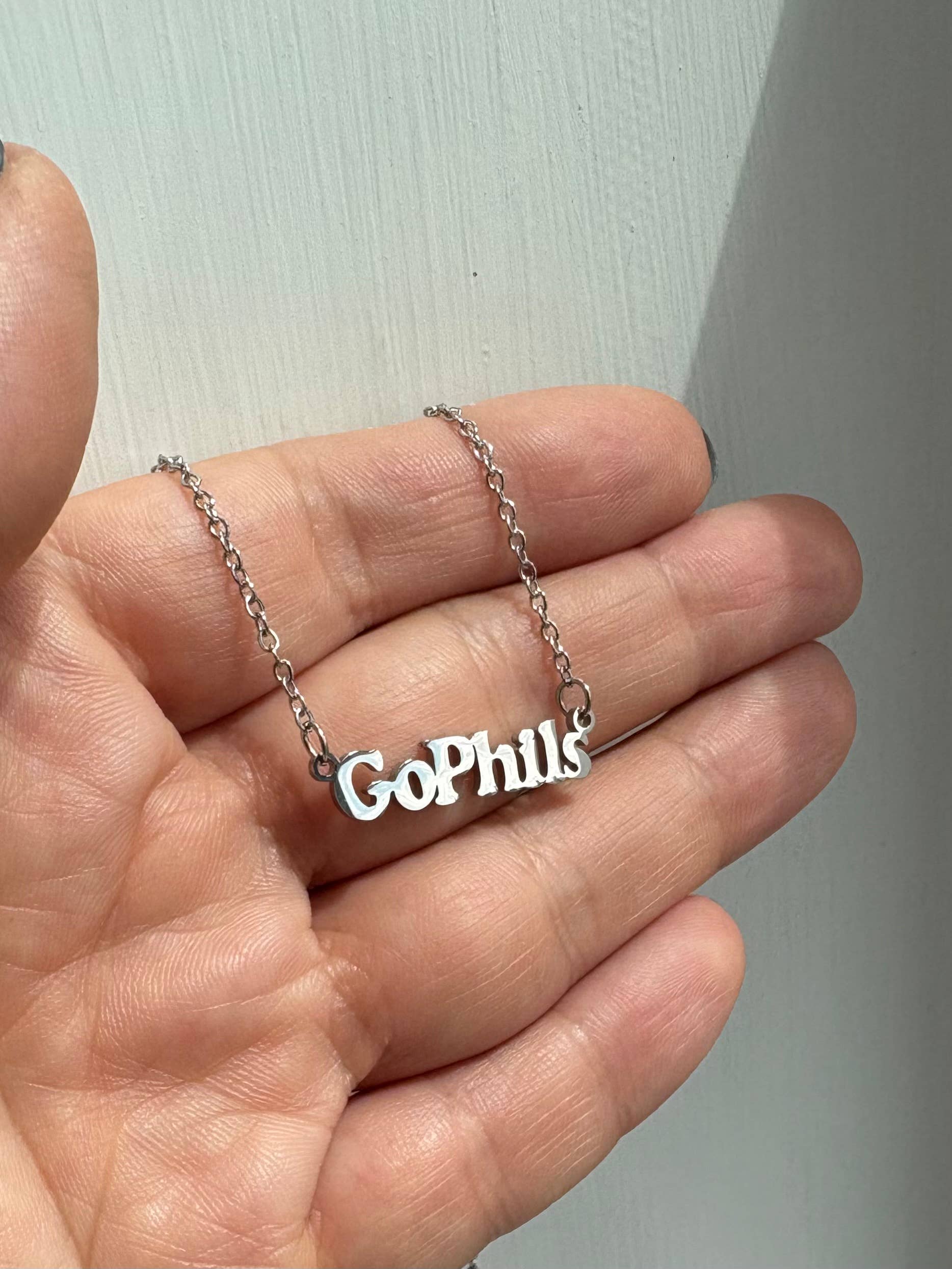 Go Phils Charm Necklace ~ Gold or Silver 