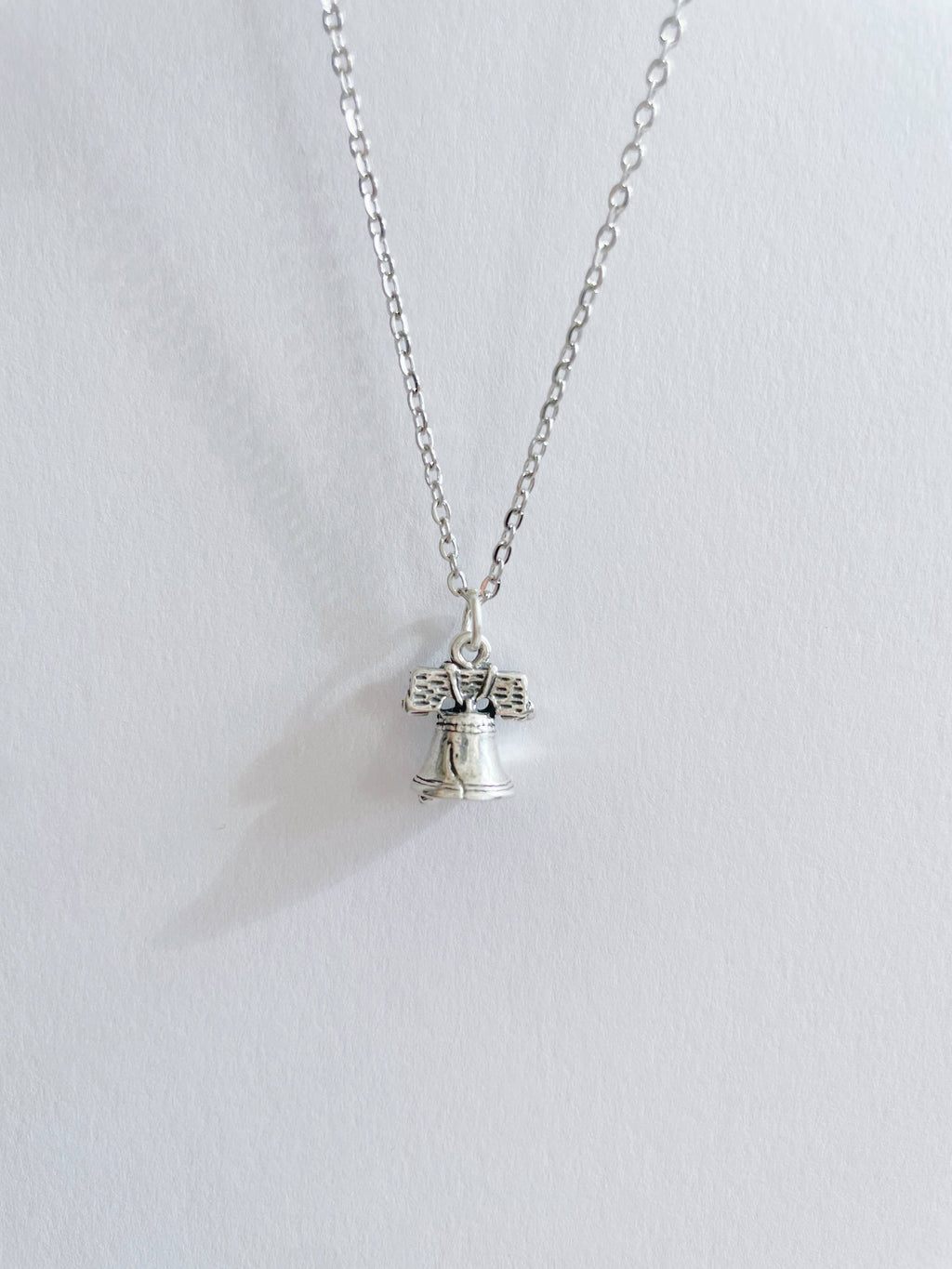 Sterling Silver Liberty Bell Necklace ~Stainless Steel Chain