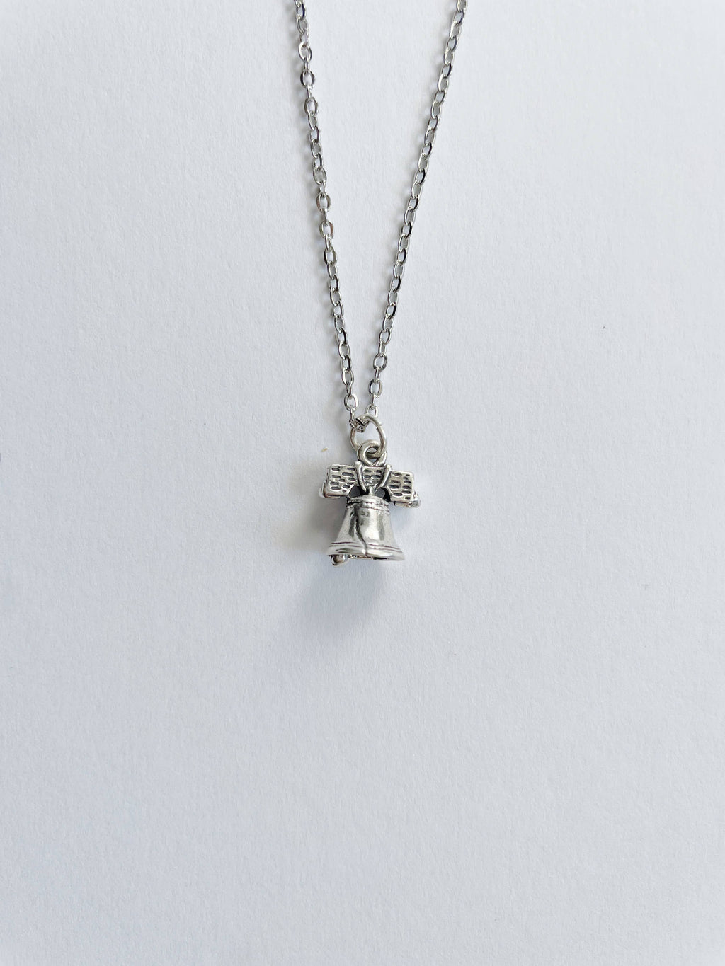 Sterling Silver Liberty Bell Necklace ~Stainless Steel Chain